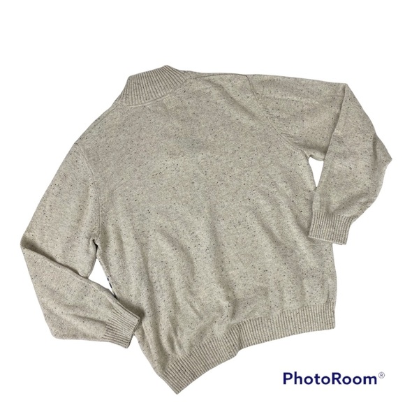 TRICOTS ST RAPHAEL Quarter Zip Striped Mock neck Speckled Pullover Sweater XL - Picture 2 of 13